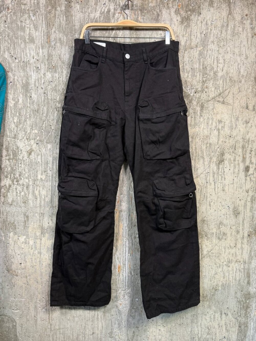 ZARA Women's Wide Leg Multi-Pockets Cargo Jeans Size 32 in Black